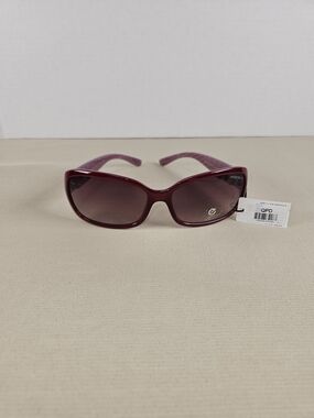 Women's Purple And White With Gold Accents Gradient Lens Sunglasses by Mispecs